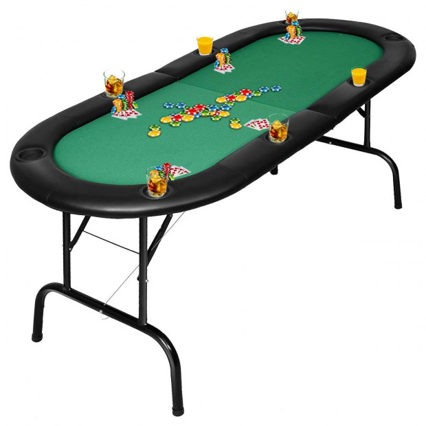 185cm 8 Player Folding Poker Blackjack Table With Cup Holder Image 5
