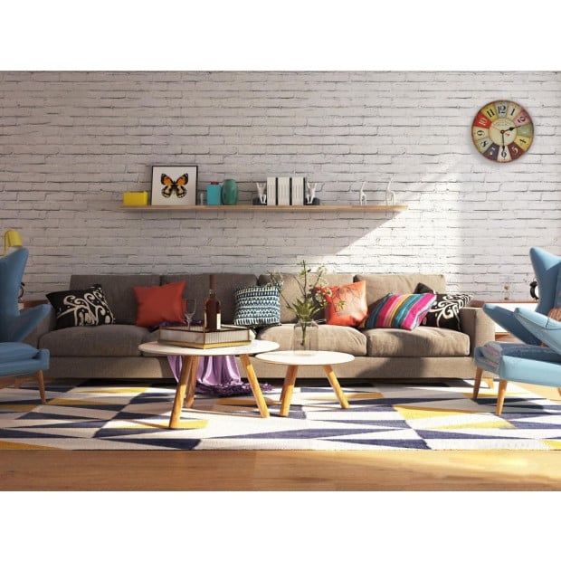 Large Colourful Wall Clock Kitchen Office Retro Timepiece Image 2