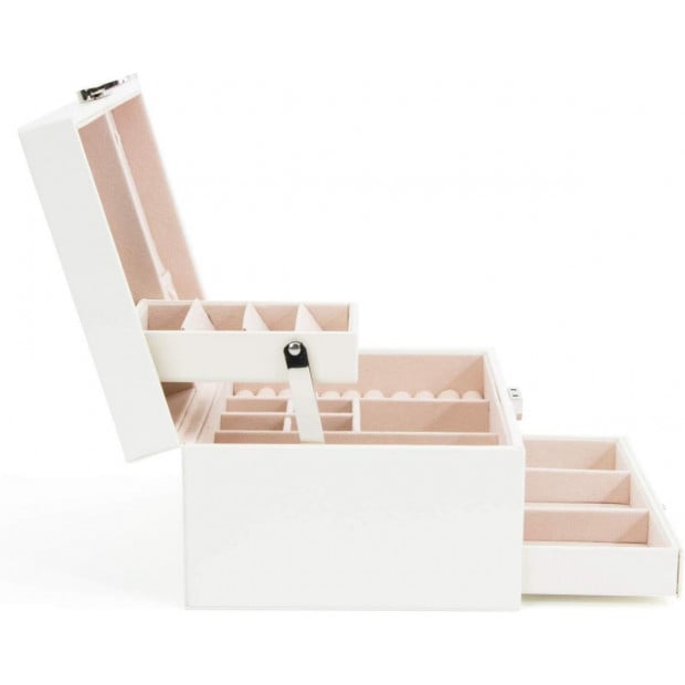 Jewellery Storage Box Girls Rings Necklaces Display Storage Case Cream Image 3