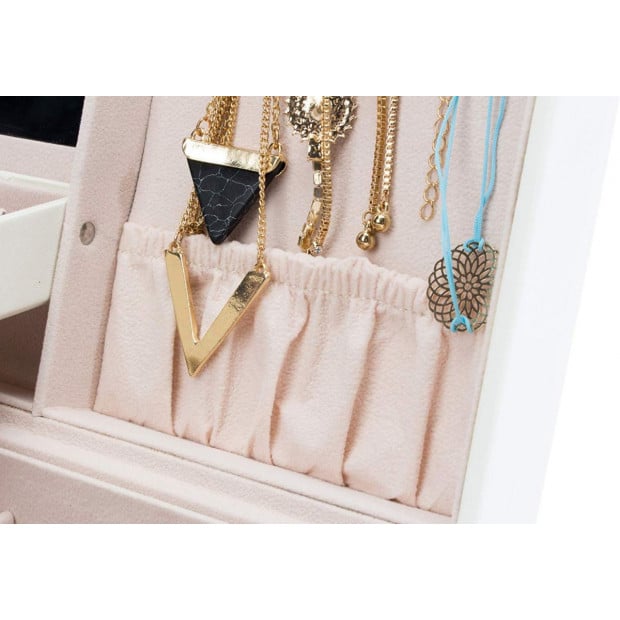 Jewellery Storage Box Girls Rings Necklaces Display Storage Case Cream Image 6