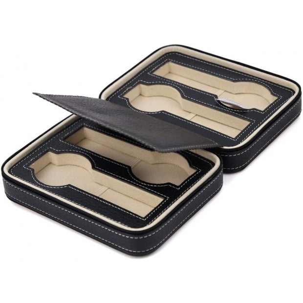 4 Watch Box Display Travel Case Pu Leather Image 2