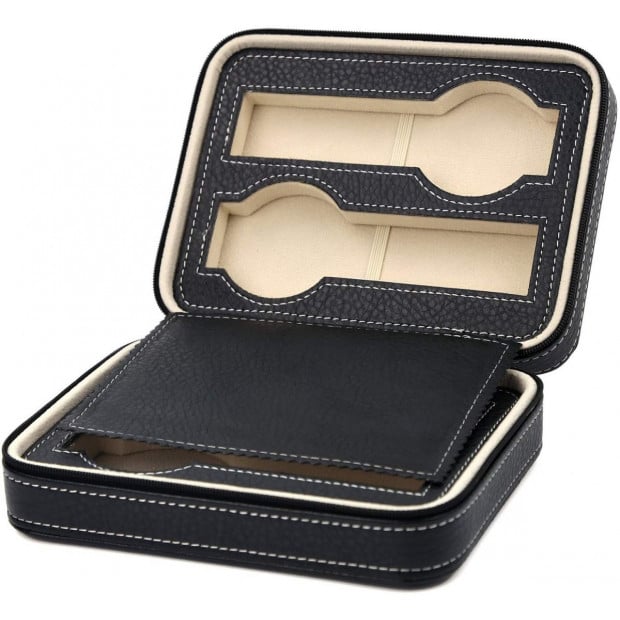 4 Watch Box Display Travel Case Pu Leather Image 5
