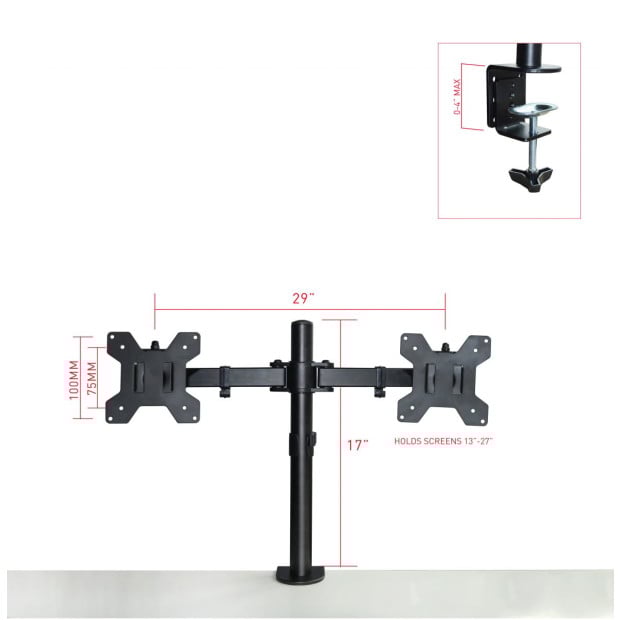 Dual LCD Monitor Desk Mount Stand Adjustable Fits 2 Screens Up To 27 Image 9