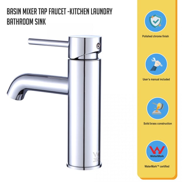 Basin Mixer Tap Faucet -kitchen Laundry Bathroom Sink 81H13-CHR Image 2
