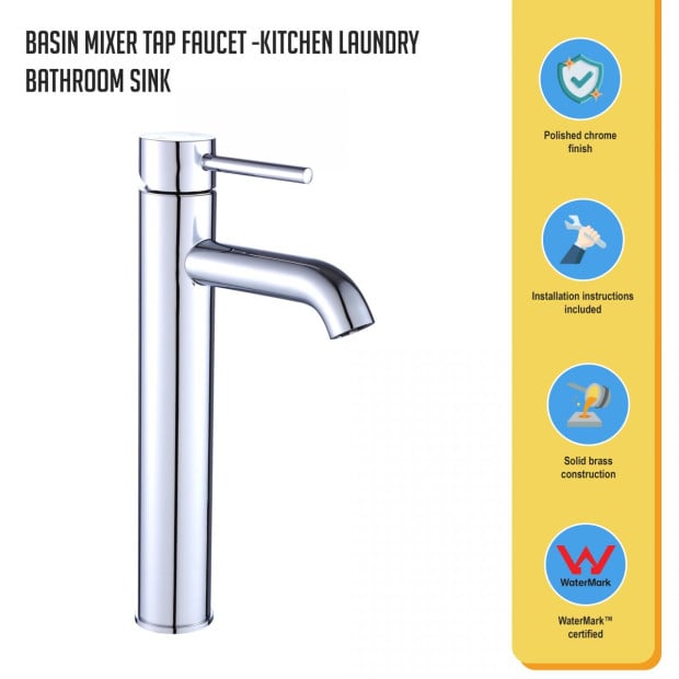 Basin Mixer Tap Faucet -kitchen Laundry Bathroom Sink 81H14-CHR Image 2