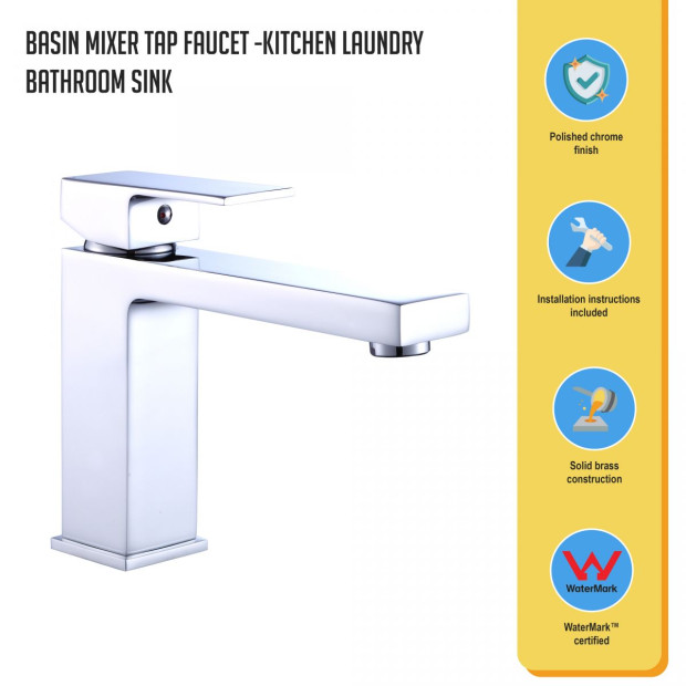 Basin Mixer Tap Faucet -kitchen Laundry Bathroom Sink 81H55-CHR Image 2