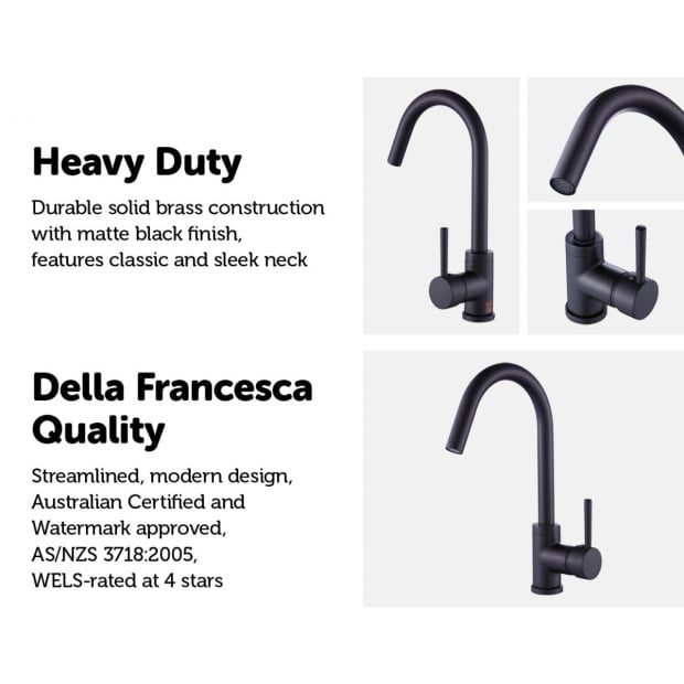 Kitchen Mixer Tap Faucet Basin Laundry Sink - Black Image 3