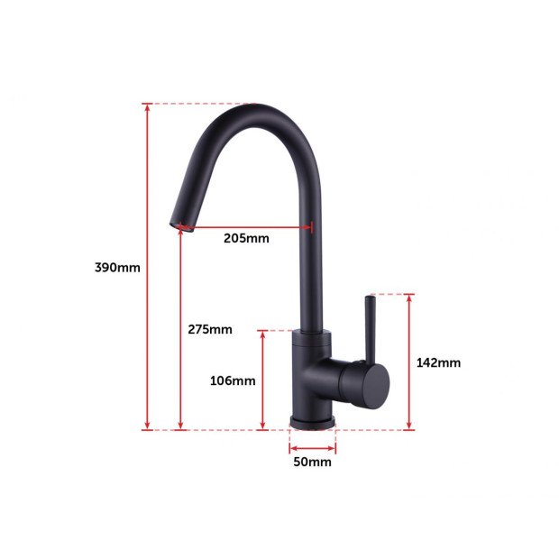 Kitchen Mixer Tap Faucet Basin Laundry Sink - Black Image 9
