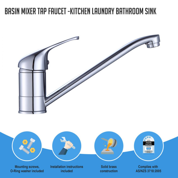 Basin Mixer Tap Faucet -kitchen Laundry Bathroom Sink 82H41-CHR Image 2