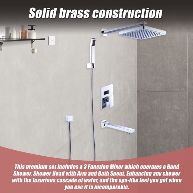 8 Rain Shower Head Straight Wall Arm Mixer Set Bath Spout Outlet Tap Image 4