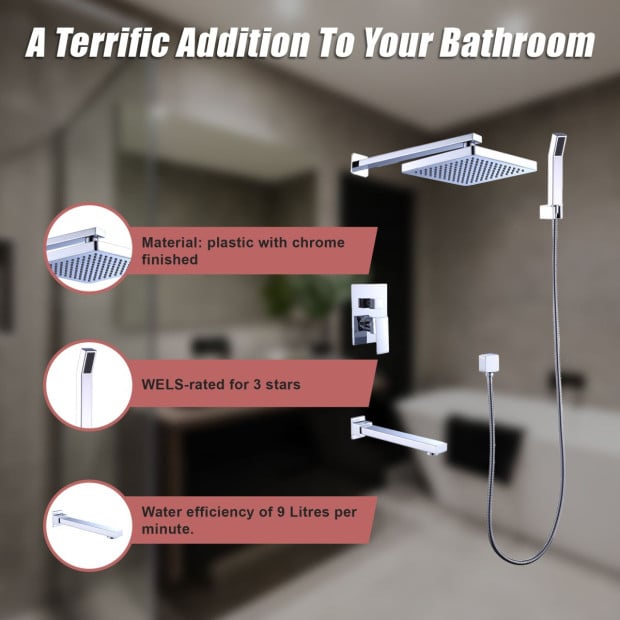 8 Rain Shower Head Straight Wall Arm Mixer Set Bath Spout Outlet Tap Image 6