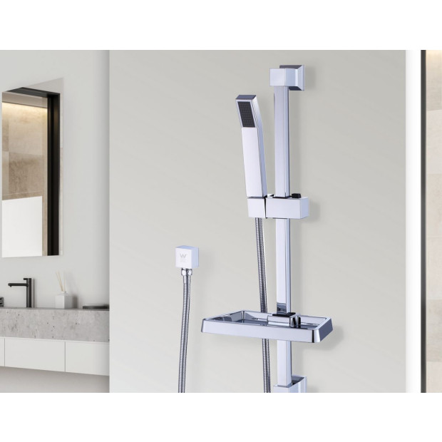Hand Held Shower Rail Soap Dish Bathroom Set Square