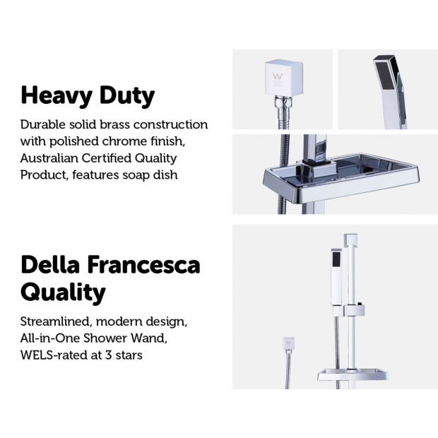 Hand Held Shower Rail Soap Dish Bathroom Set Square Image 3