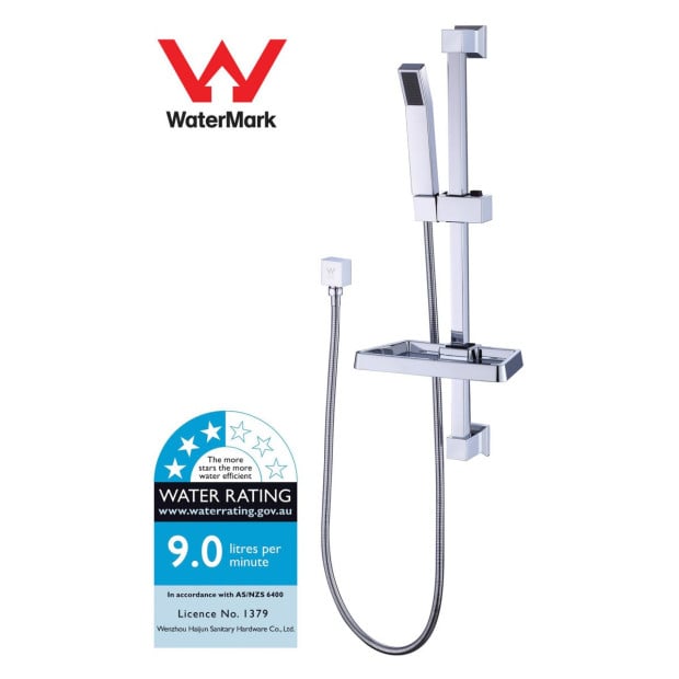 Hand Held Shower Rail Soap Dish Bathroom Set Square Image 4