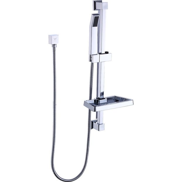 Hand Held Shower Rail Soap Dish Bathroom Set Square Image 6