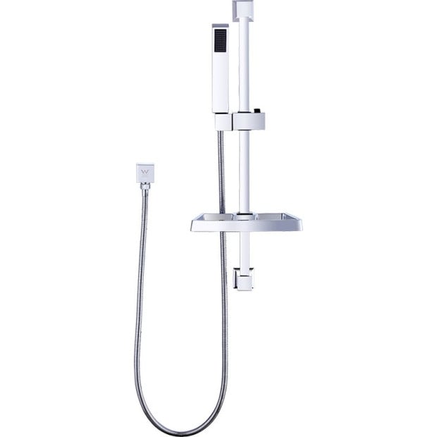 Hand Held Shower Rail Soap Dish Bathroom Set Square Image 7