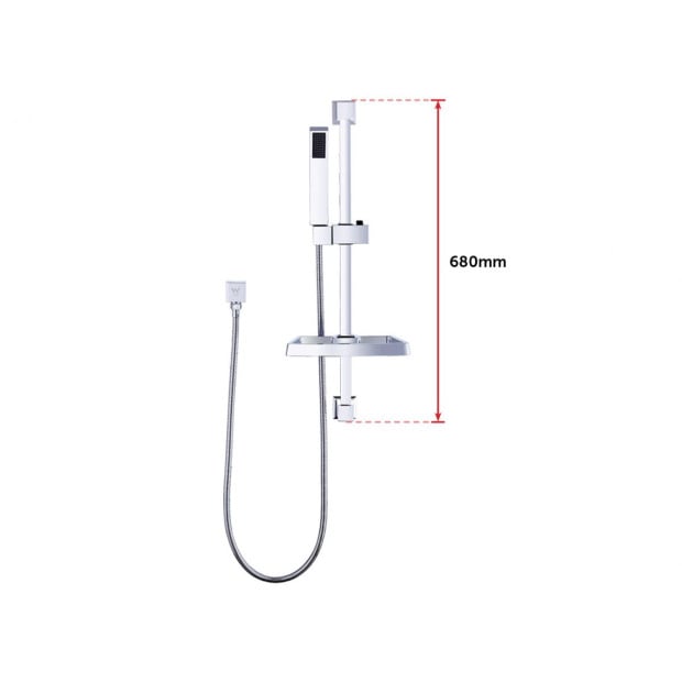 Hand Held Shower Rail Soap Dish Bathroom Set Square Image 8