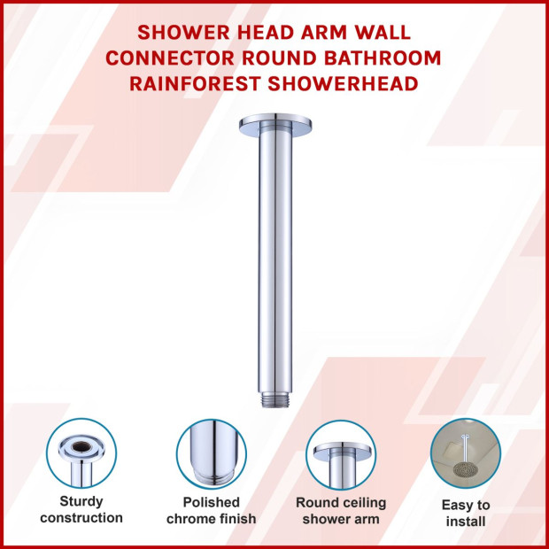 Shower Head Arm Wall Connector Round Bathroom Rainforest Image 3