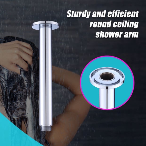 Shower Head Arm Wall Connector Round Bathroom Rainforest Image 4