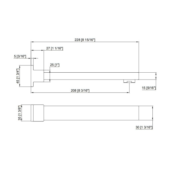 228mm Bath Spout Polished Chrome Finish Image 5
