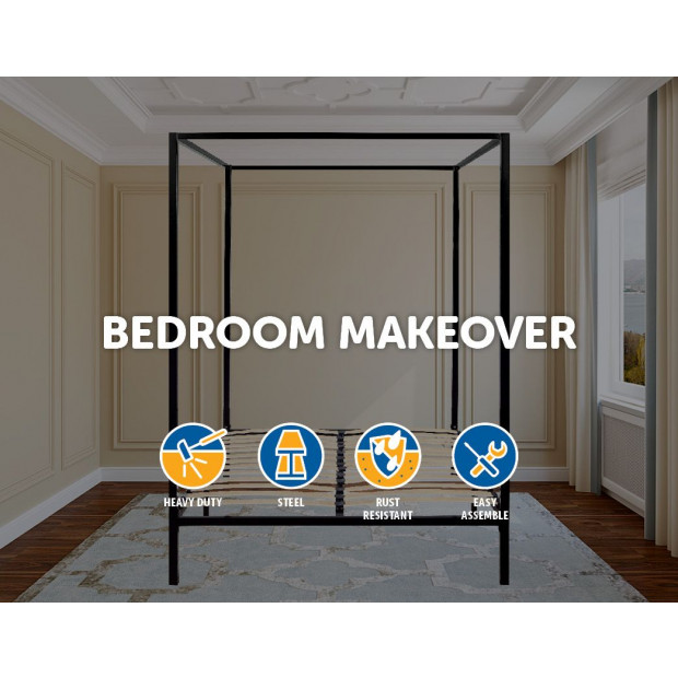 Four Poster Double Size Bed Frame - White Image 2
