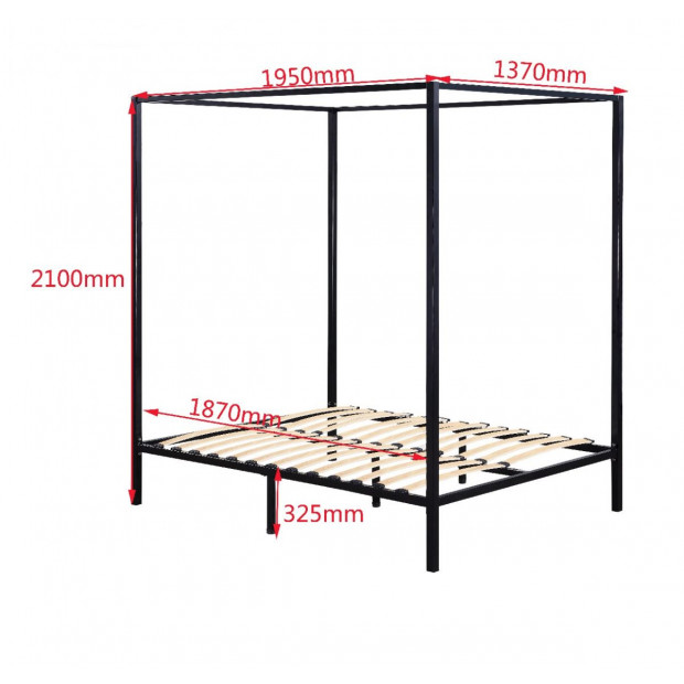 Four Poster Double Size Bed Frame - White Image 7