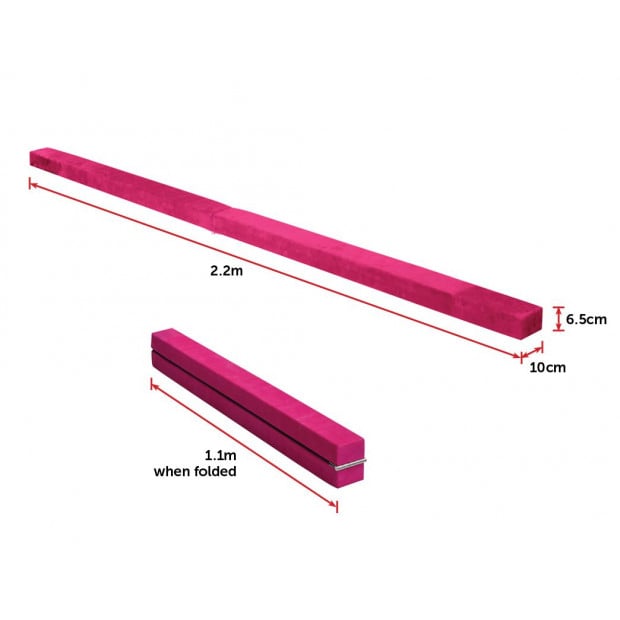 2.2m Gymnastics Folding Balance Beam Pink Synthetic Suede Image 8