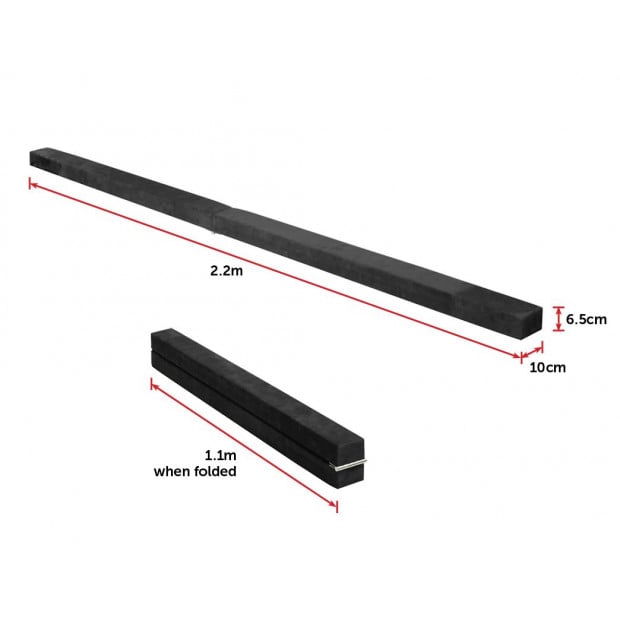 2.2m Gymnastics Folding Balance Beam Black Synthetic Suede Image 8