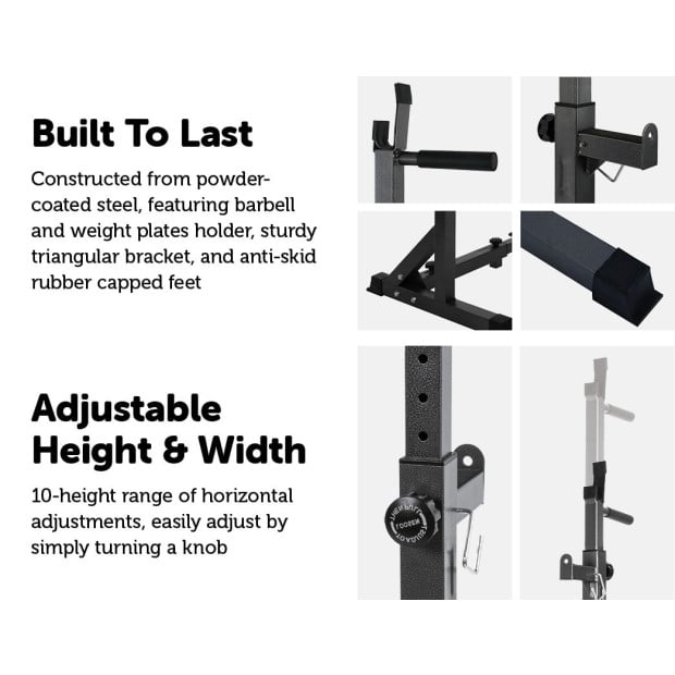 Rack Adjustable Pair Fitness Exercise Weight Lifting Gym Barbell Stand Image 3
