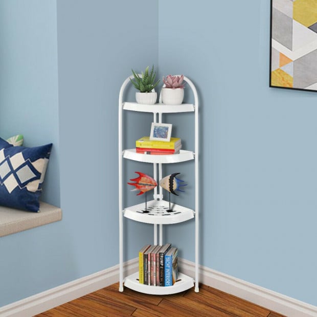 Shower Corner Shelf White Caddy Bathroom Shelves Bath Storage Rack 4 Image 2