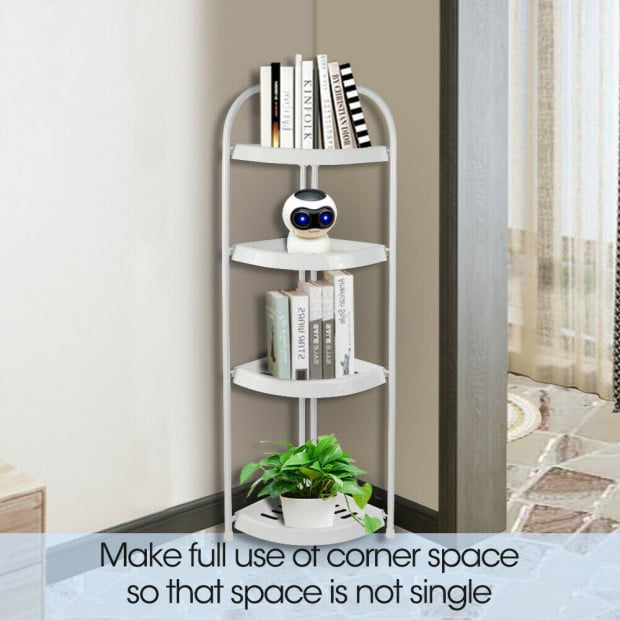 Shower Corner Shelf White Caddy Bathroom Shelves Bath Storage Rack 4 Image 3