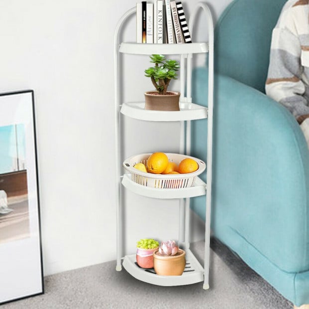 Shower Corner Shelf White Caddy Bathroom Shelves Bath Storage Rack 4 Image 4