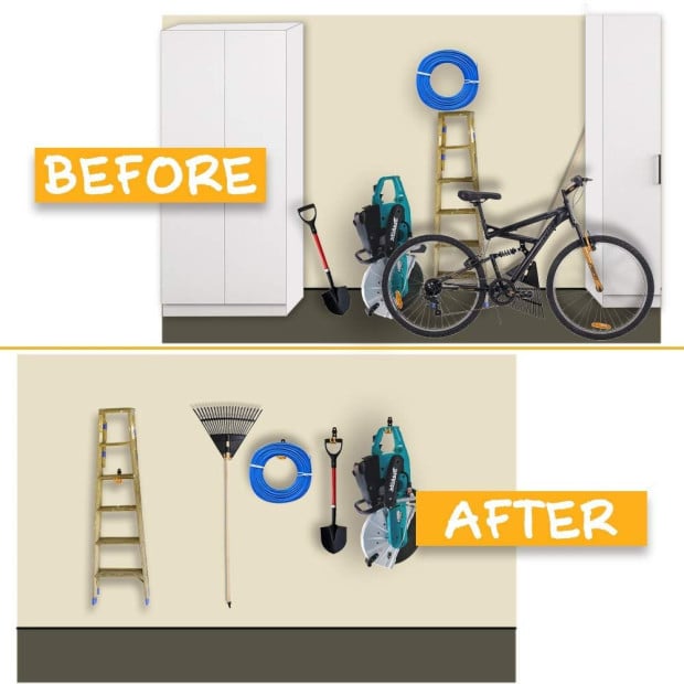 12-pack Wall Mount Garage Hooks Tool Storage Workshop Organiser Heavy Duty Steel Image 3