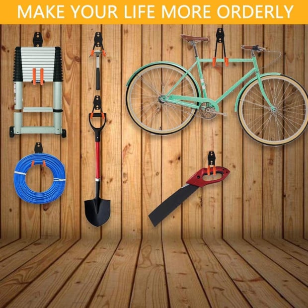 12-pack Wall Mount Garage Hooks Tool Storage Workshop Organiser Heavy Duty Steel Image 4