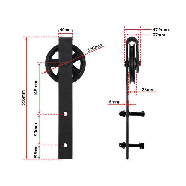2m Big Spoke Wheel Sliding Barn Door Hardware Image 12