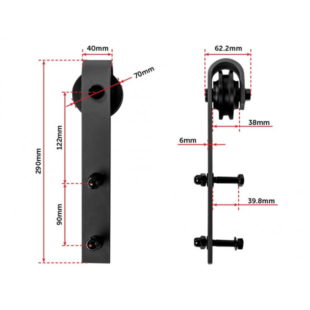 1.8m Sliding Barn Door Hardware Image 9
