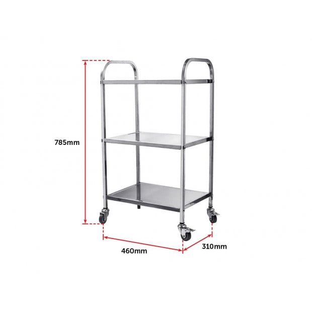3 Tiers Food Trolley Cart Stainless Steel Kitchen Dining Service Image 4