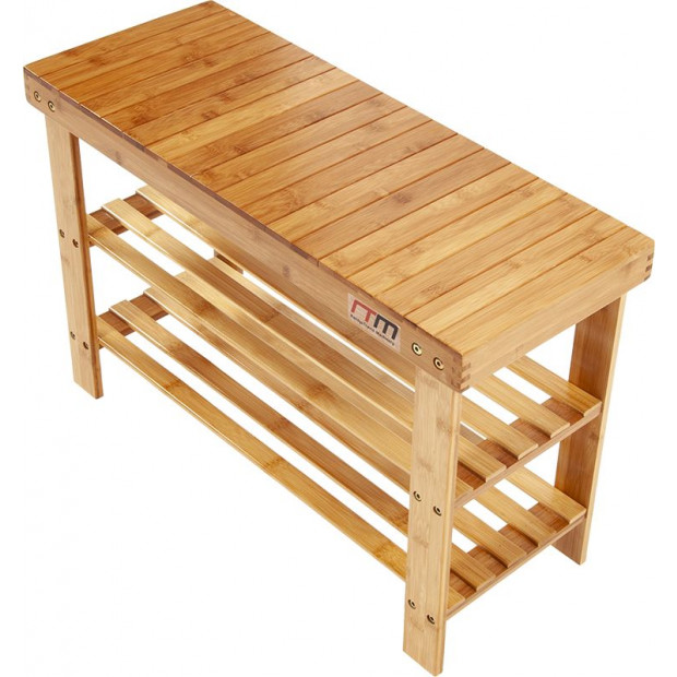 3 Tier Shoe Rack Bamboo Wooden Storage Shelf Stand Bench Cabinet Image 5