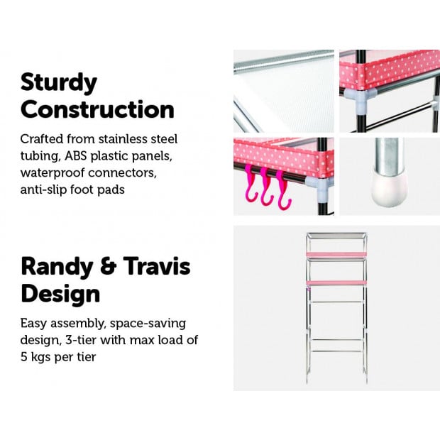 Storage Shelves Shelf 3 Tier Rack Portable Laundry Stand Unit Image 4