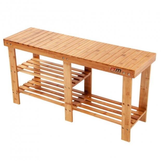 Bamboo Shoe Rack Wooden Bench Storage Organiser Cabinet Holder Stool Image 4