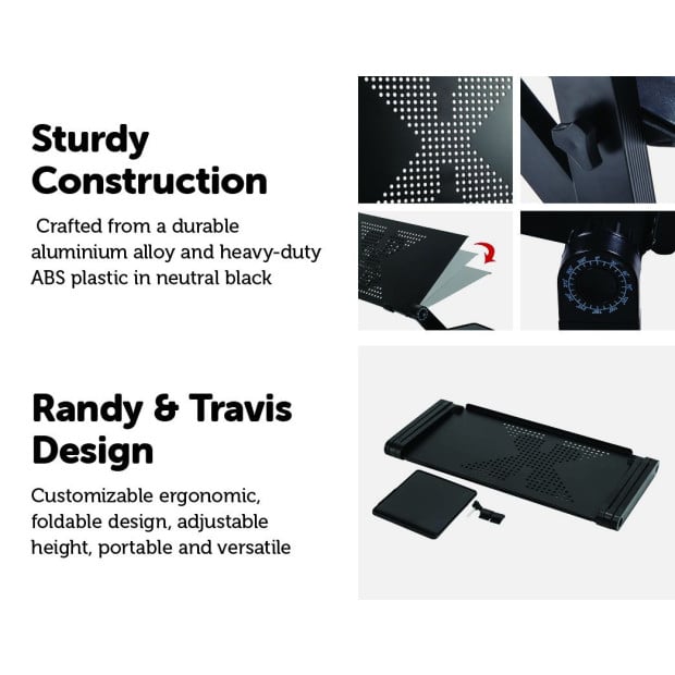 Aluminium Alloy Folding Laptop Computer Stand Tray On Bed Mouse Image 4