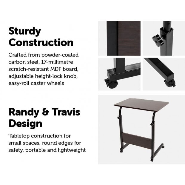 Mobile Laptop Desk Bed Stand Computer Table Adjustable Bedside Table Image 3