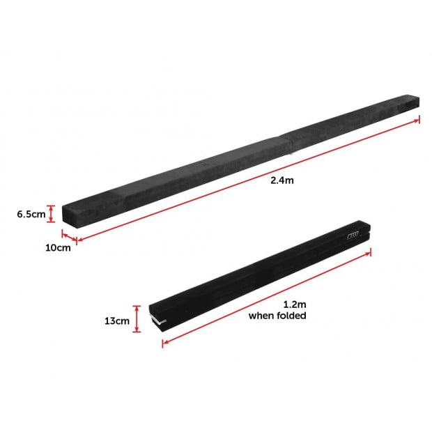 2.4m (8ft) Gymnastics Folding Balance Beam Black Synthetic Suede Image 9