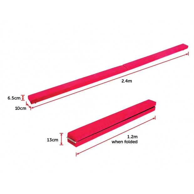 2.4m (8ft) Gymnastics Folding Balance Beam Pink Synthetic Suede Image 9