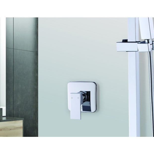 Shower Bath Mixer Tap Bathroom Watermark Approved Chrome Square