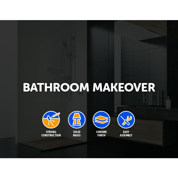 Shower Bath Mixer Tap Bathroom Watermark Approved Chrome Round Image 2