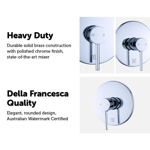Shower Bath Mixer Tap Bathroom Watermark Approved Chrome Round Image 3