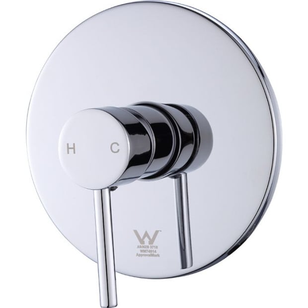 Shower Bath Mixer Tap Bathroom Watermark Approved Chrome Round Image 4