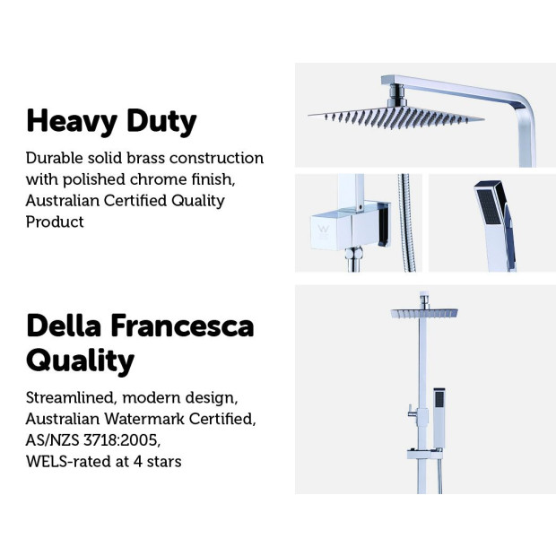 8 Rain Shower Head t Square Dual Heads Faucet High Pressure Hand Held Image 3