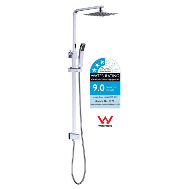 8 Rain Shower Head t Square Dual Heads Faucet High Pressure Hand Held Image 4